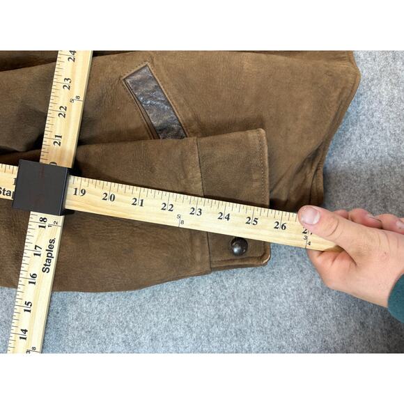 VINTAGE 70s Carmens Leather Coat Jacket Womens Large Brown Lined Western Retro - Picture 6 of 9